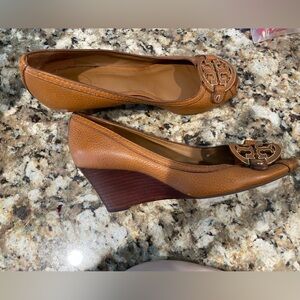 Tory Burch Brown Leather Wedges